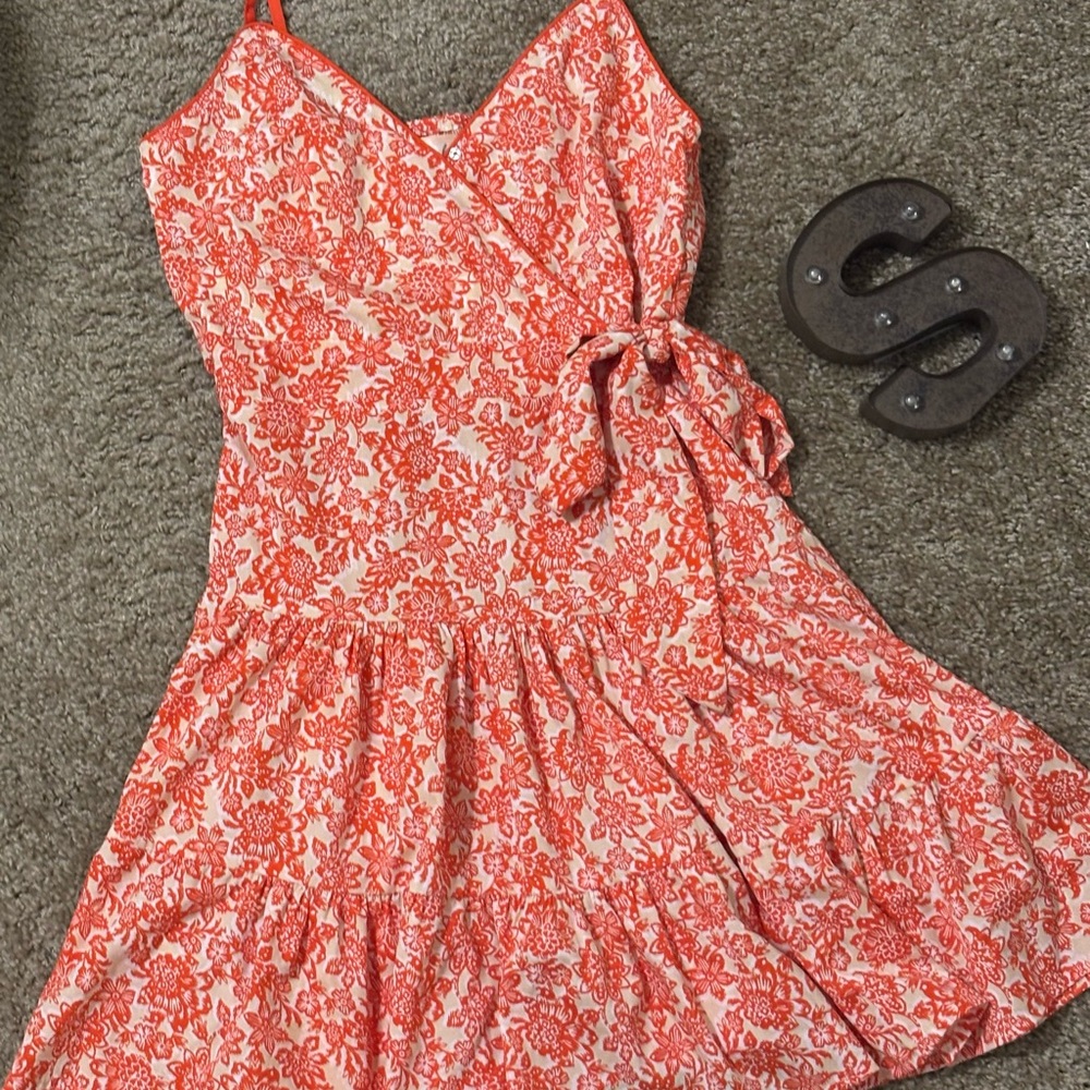 Floral Red Wrap Dress